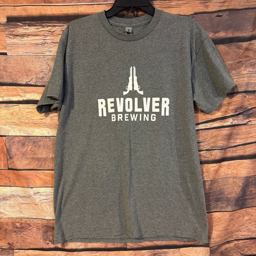 Gildan T-Shirt Men's Gray L Revolver Brewing ATM Food Science Club Cotton Poly